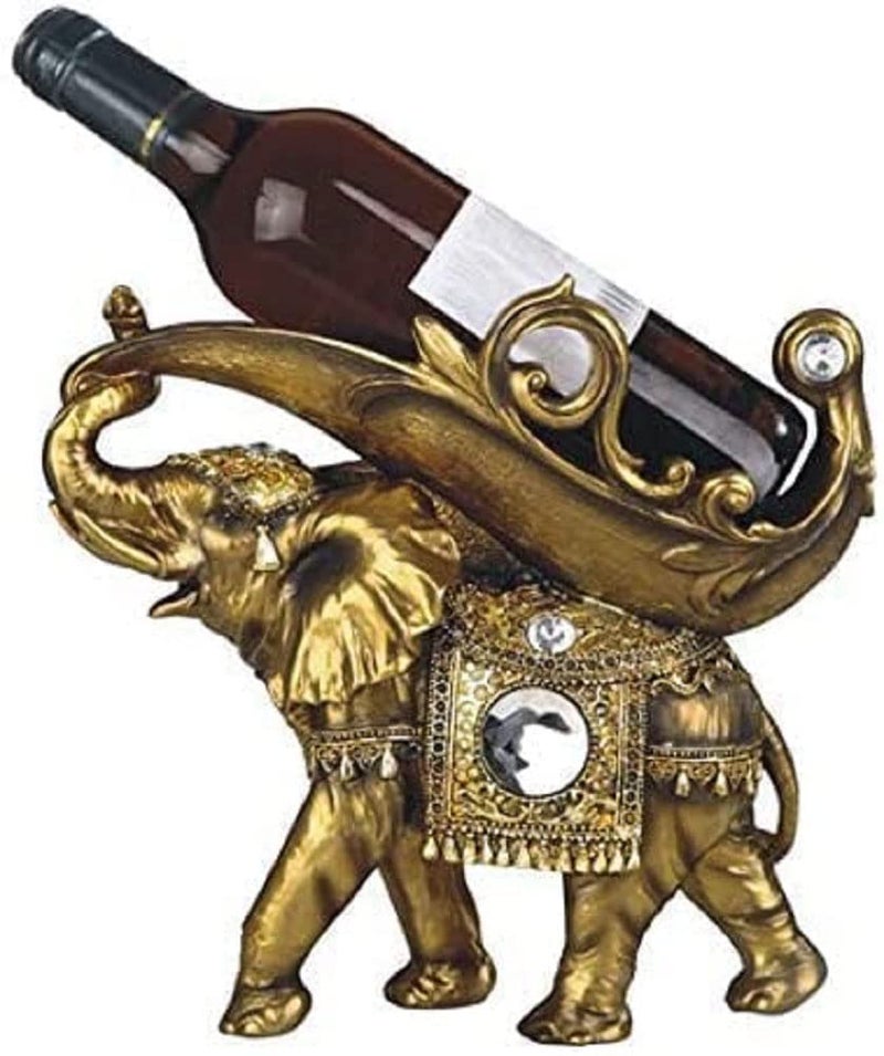 ICE Armor Lucky Wealth Thai Elephant Wine Rack Bottle Holder, Wine Rest Figurine Statue, Feng Shui Home Decor on Tabletops and Counters, Wine Lovers Anniversary Housewarming Unique Gifts for Her - Image 1